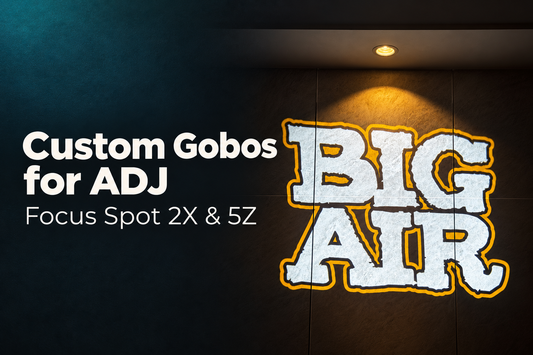 BIG AIR logo projection in a cover for custom ADJ Focus Spot gobos