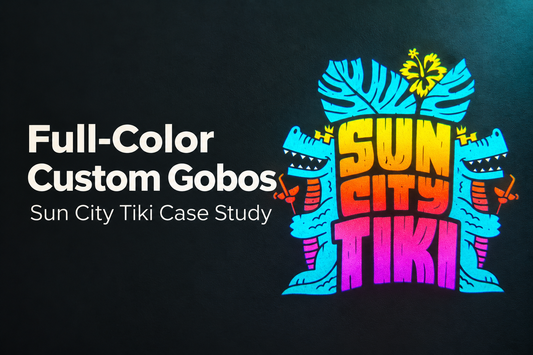Sun City Tiki full-color logo projection in a designed case study cover