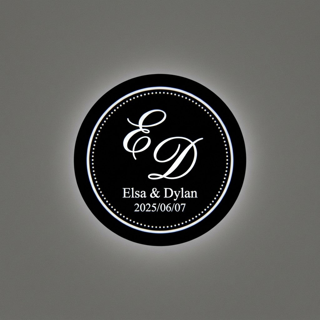 "Need it fast for your big day? 💍 We offer 1-Day Production and 3-Day FedEx Shipping to the US. Our pro-grade glass gobos ensure 4K clarity for your wedding monogram. Free design support included!"